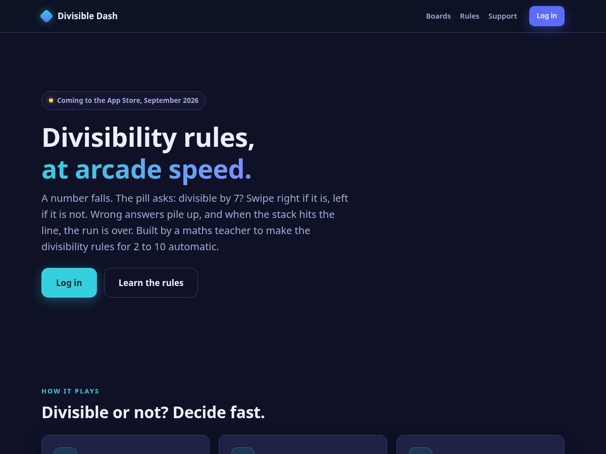 Landing-page snapshot of divisabledash.com