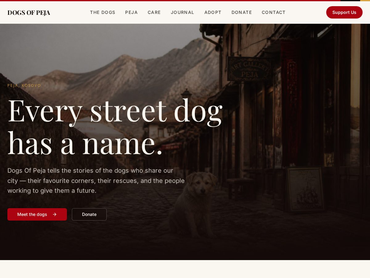 Landing-page snapshot of dogsofpeja.com