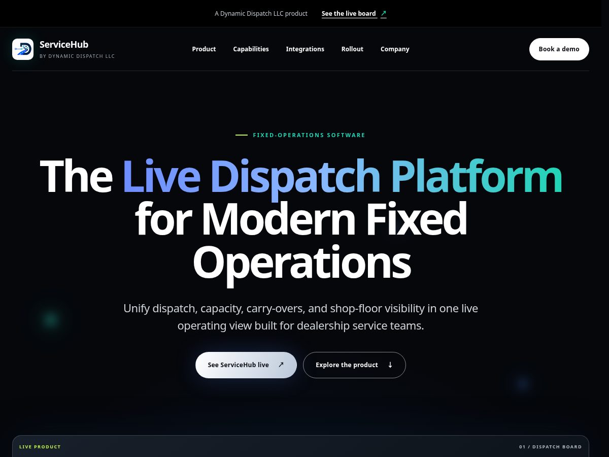 Landing-page snapshot of dynamicdispatching.com
