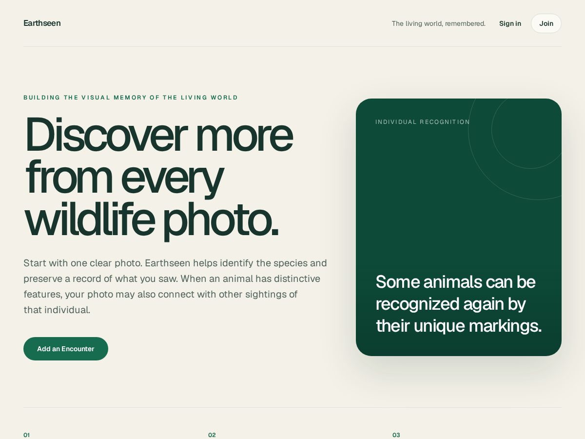 Landing-page snapshot of earthseen.org