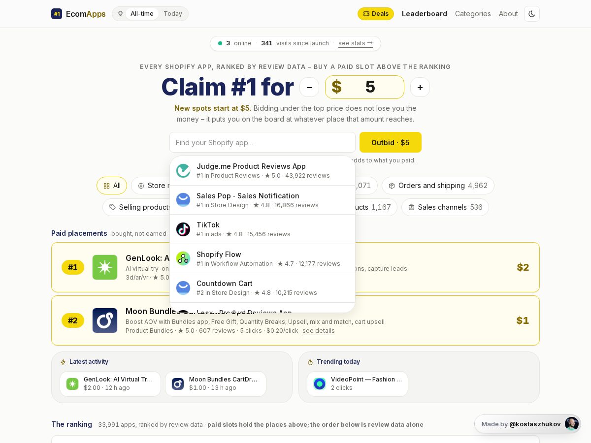 Landing-page snapshot of ecomapps.store