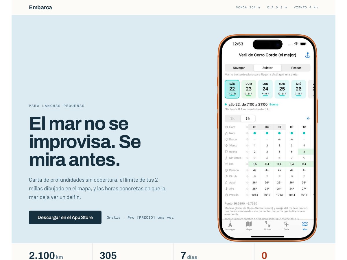 Landing-page snapshot of embarca.app