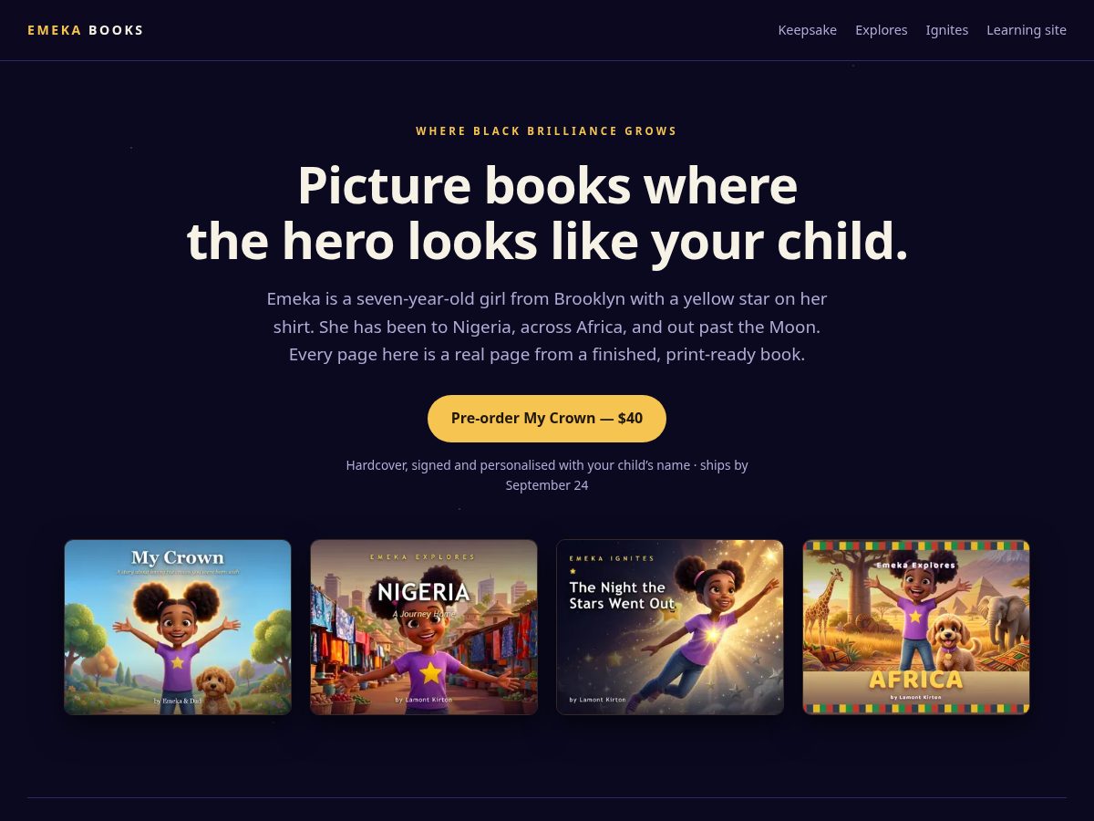 Landing-page snapshot of emekabooks.com