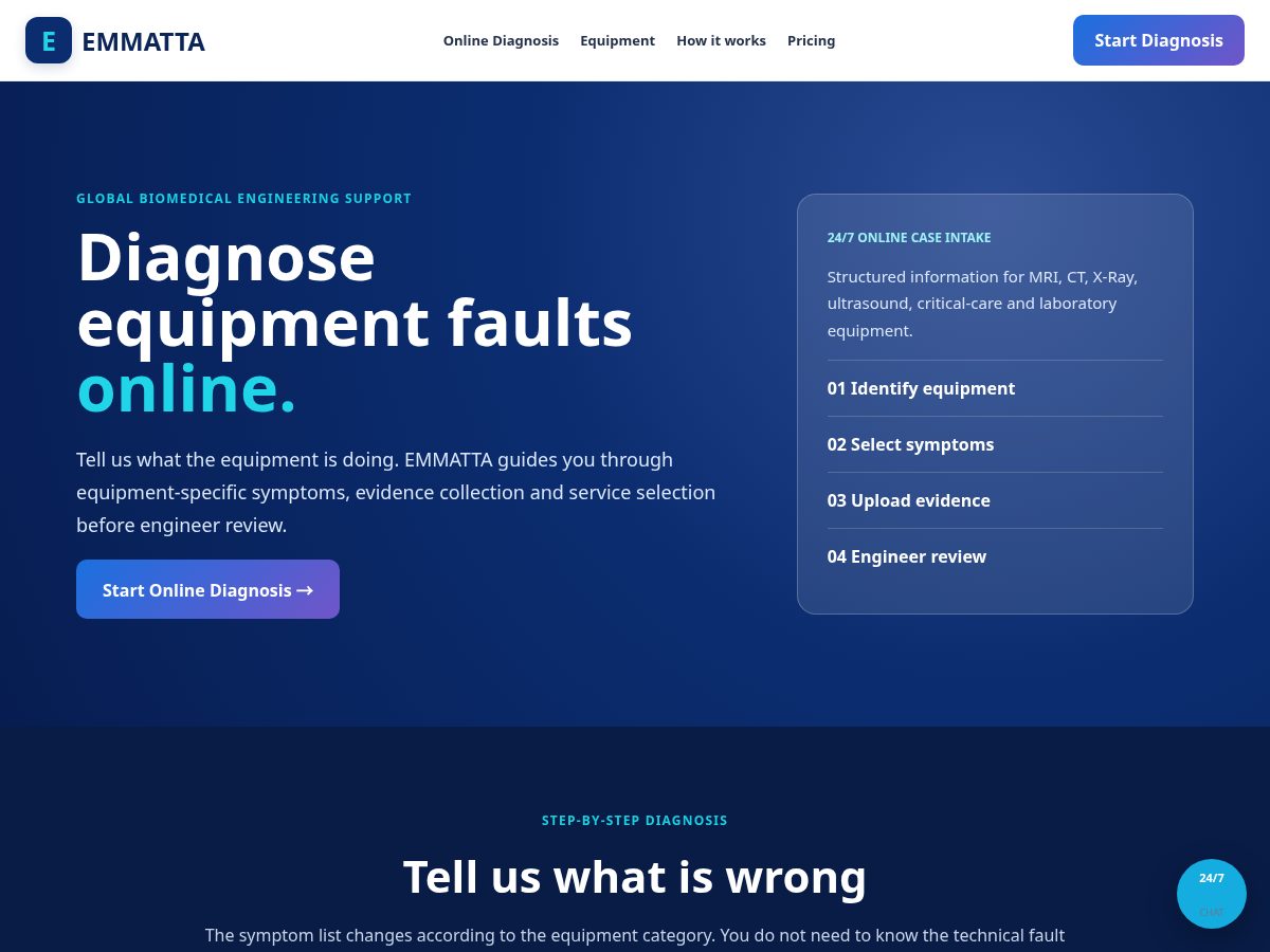 Landing-page snapshot of emmatta.com