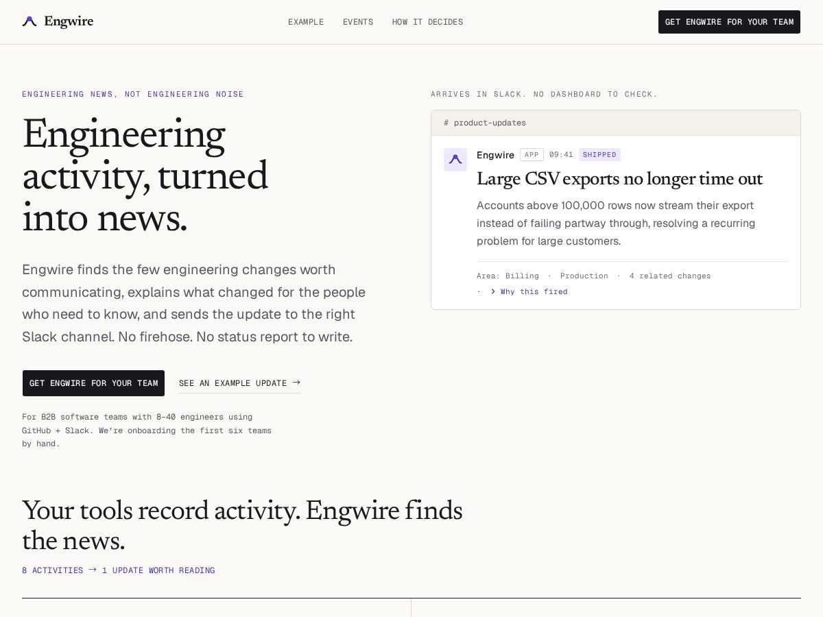 Landing-page snapshot of engwire.com