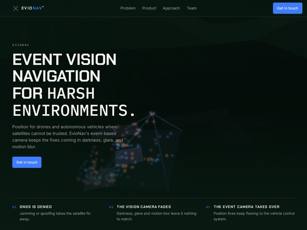 Landing-page snapshot of evionav.com