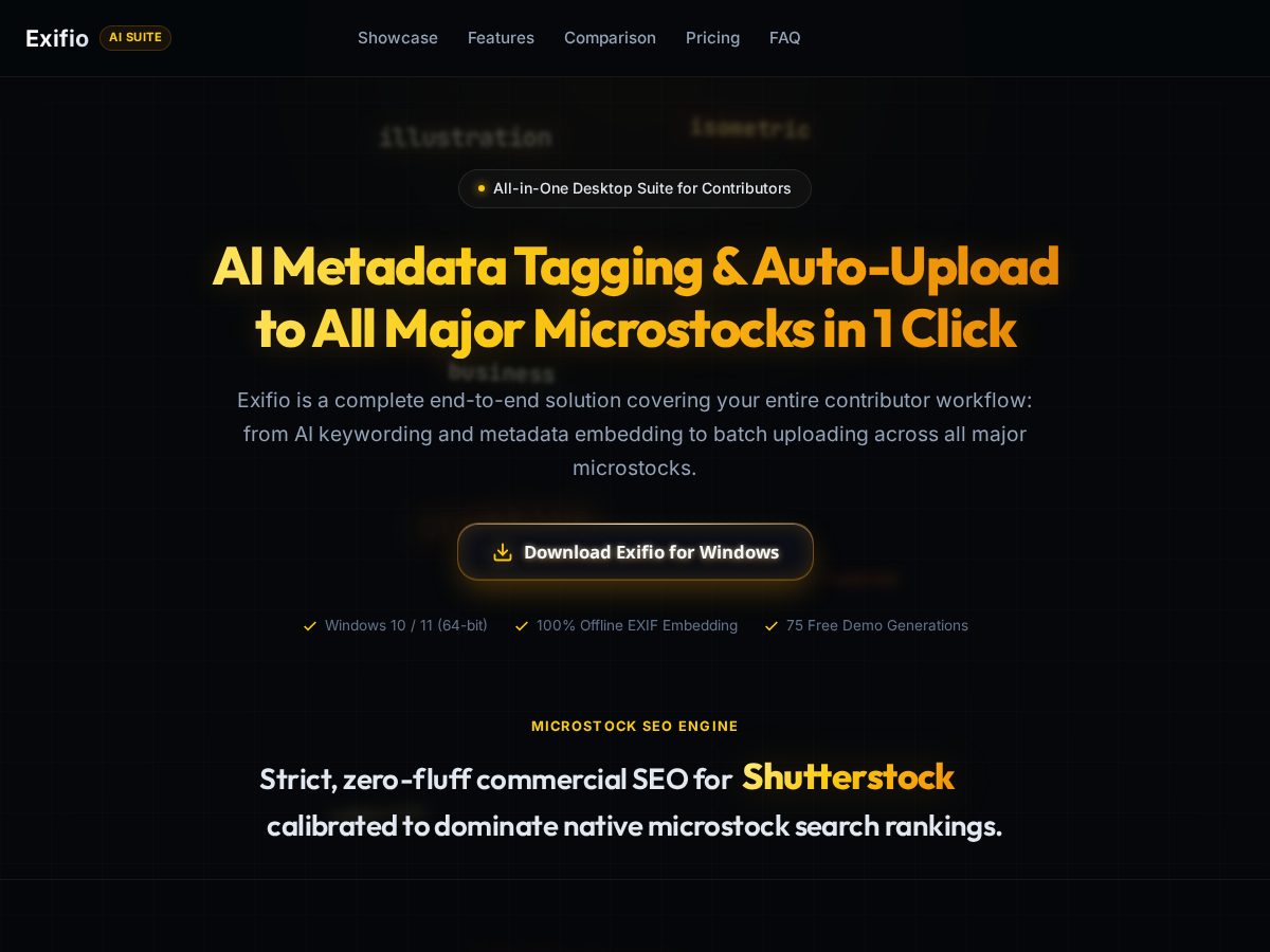 Landing-page snapshot of exifio.com
