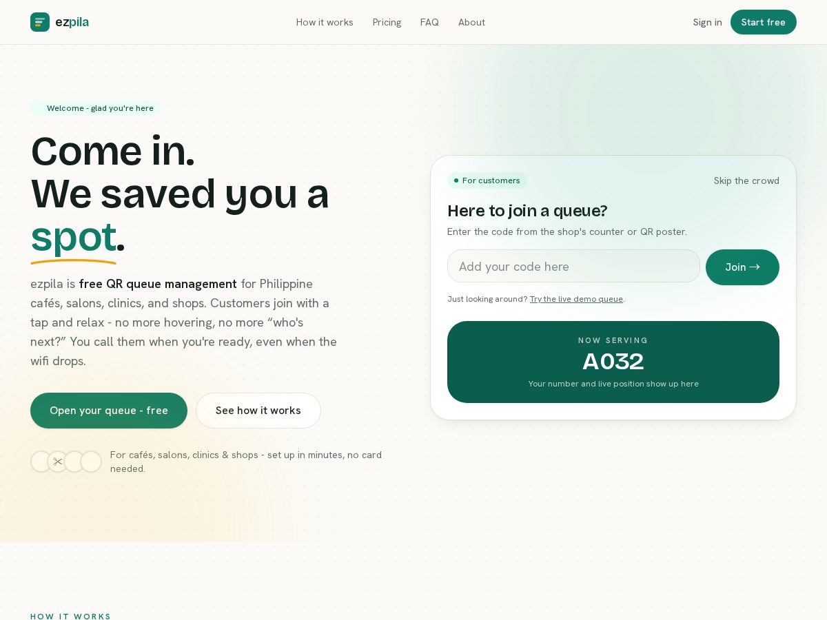 Landing-page snapshot of ezpila.com