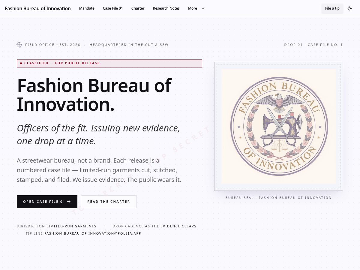 Landing-page snapshot of fashionbureau.studio