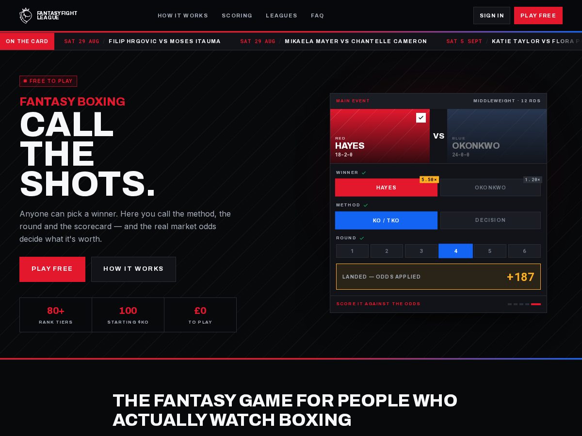 Landing-page snapshot of fflboxing.com