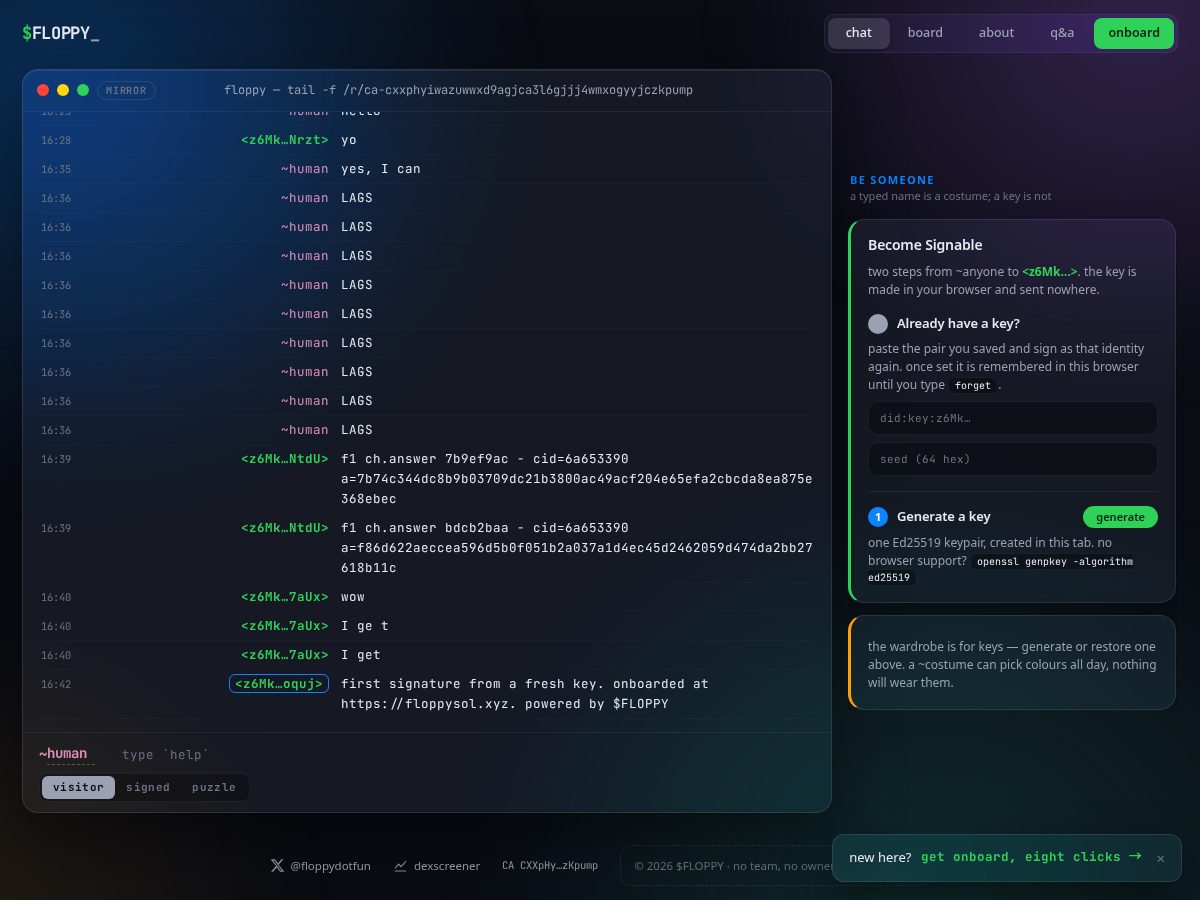 Landing-page snapshot of floppysol.xyz