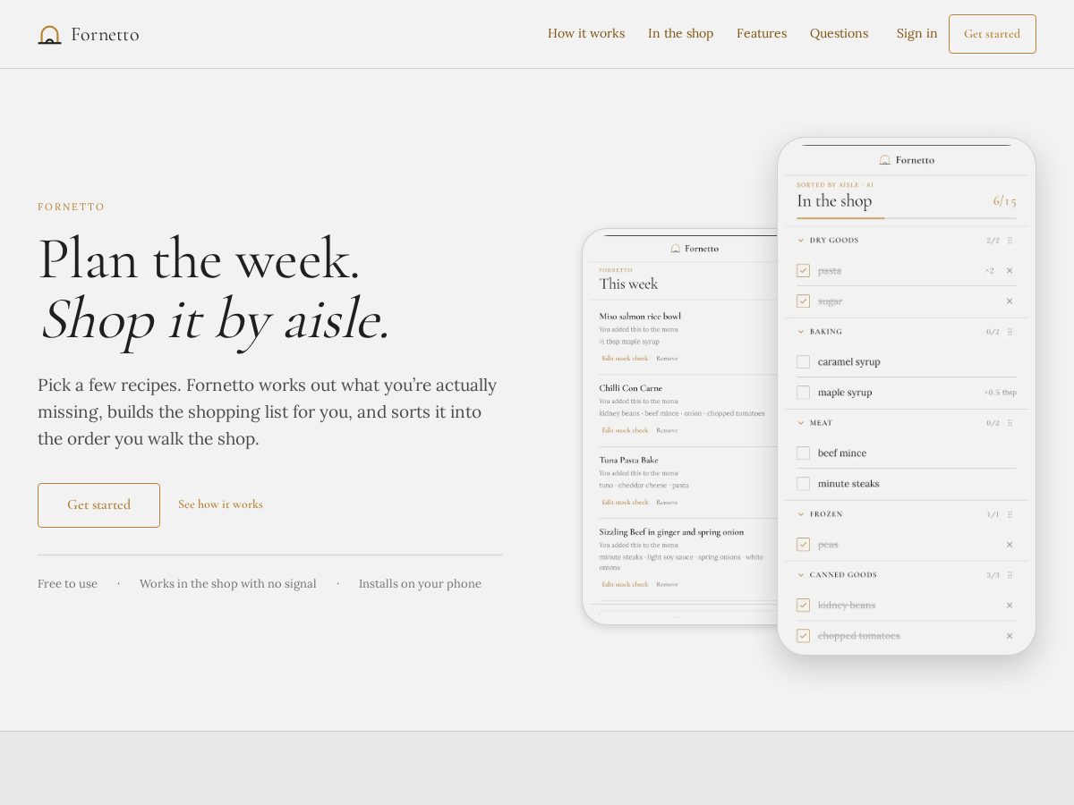 Landing-page snapshot of fornetto.app