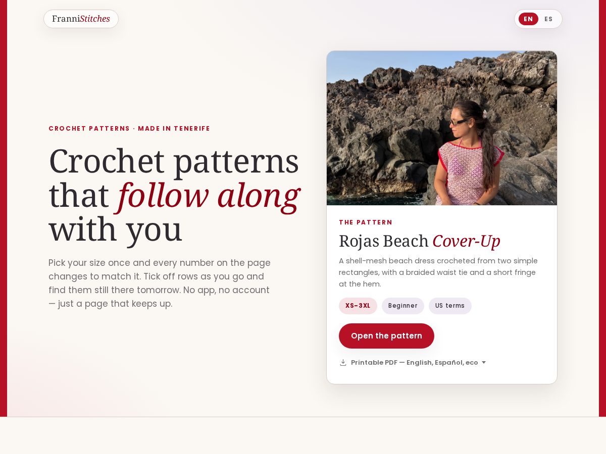 Landing-page snapshot of frannistitches.com