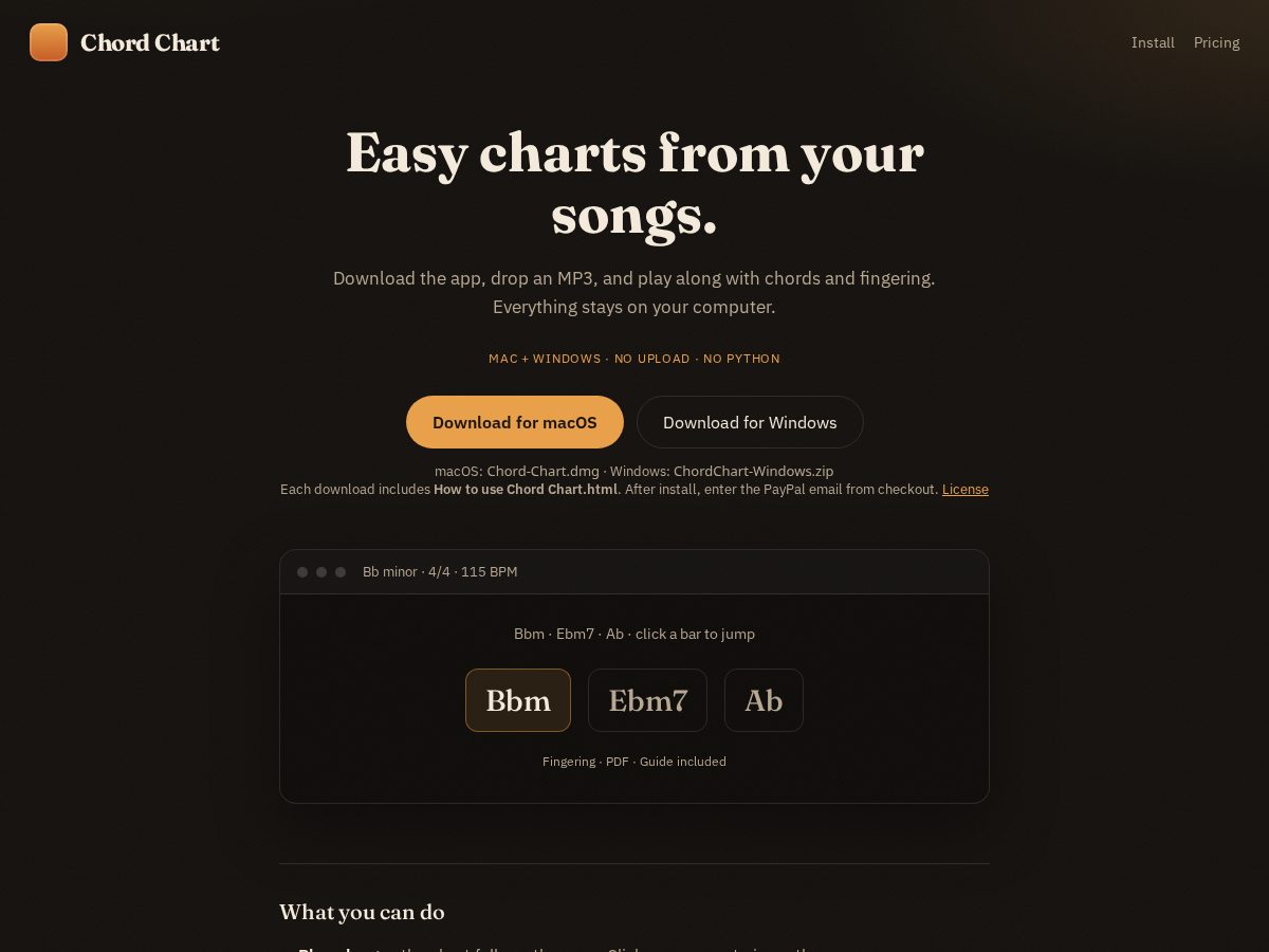 Landing-page snapshot of getchordchart.com