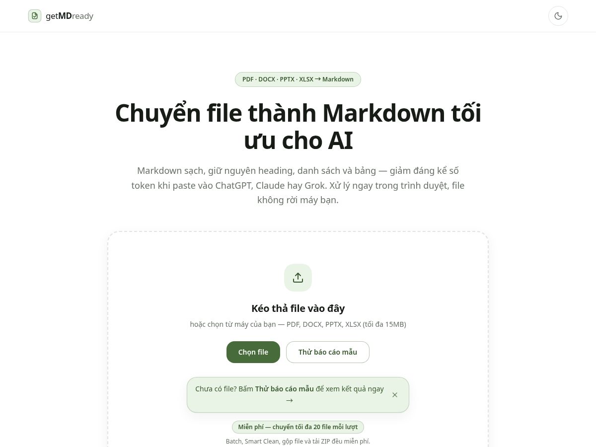 Landing-page snapshot of getmdready.com