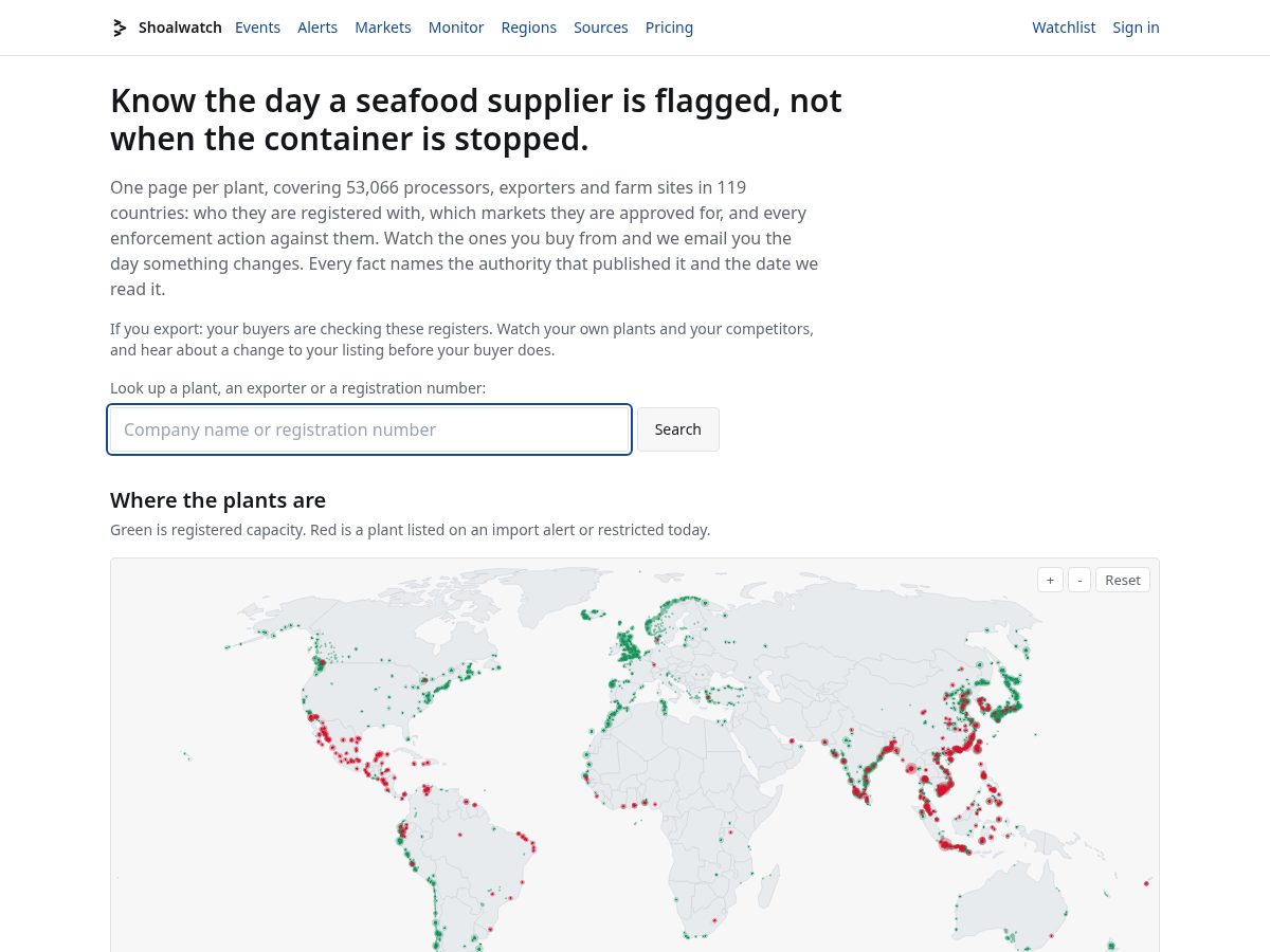Landing-page snapshot of getshoalwatch.com