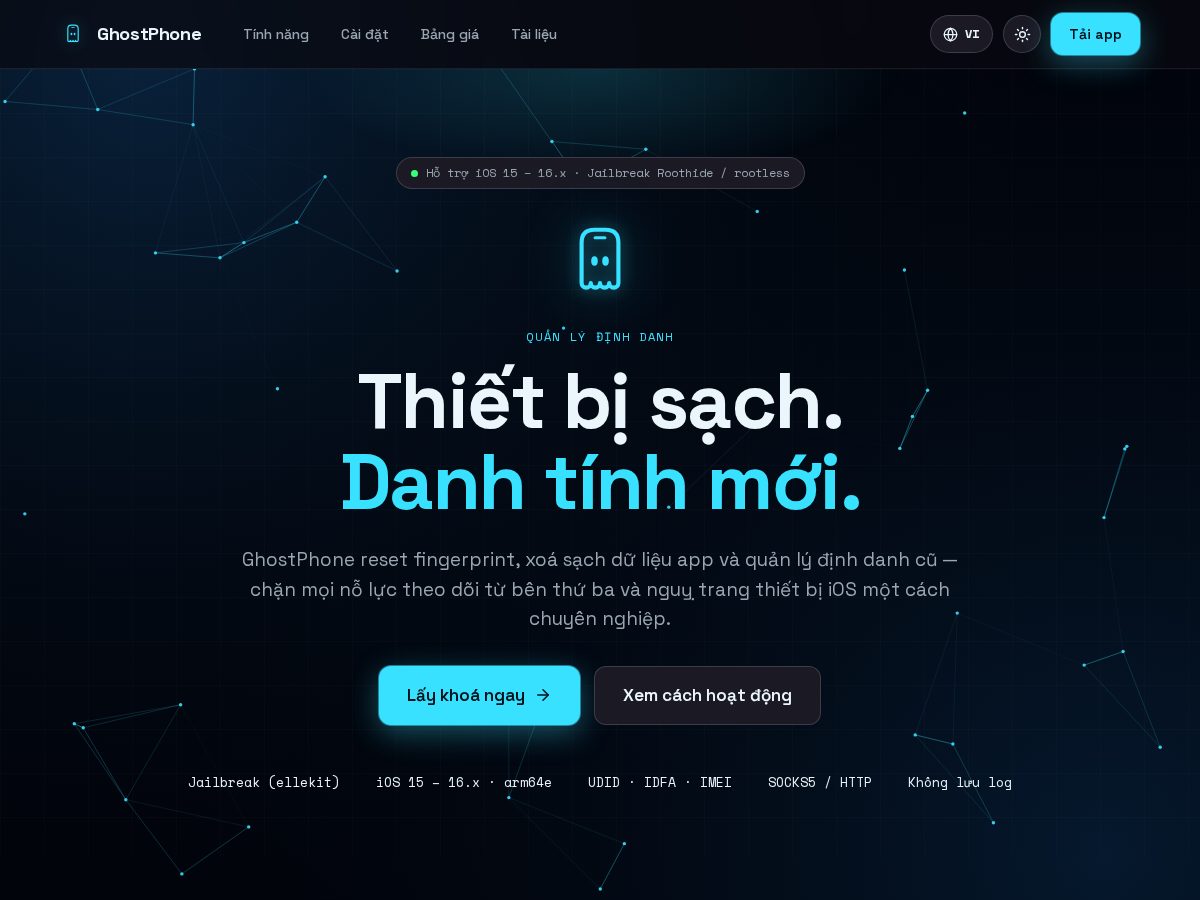 Landing-page snapshot of ghostphone.app