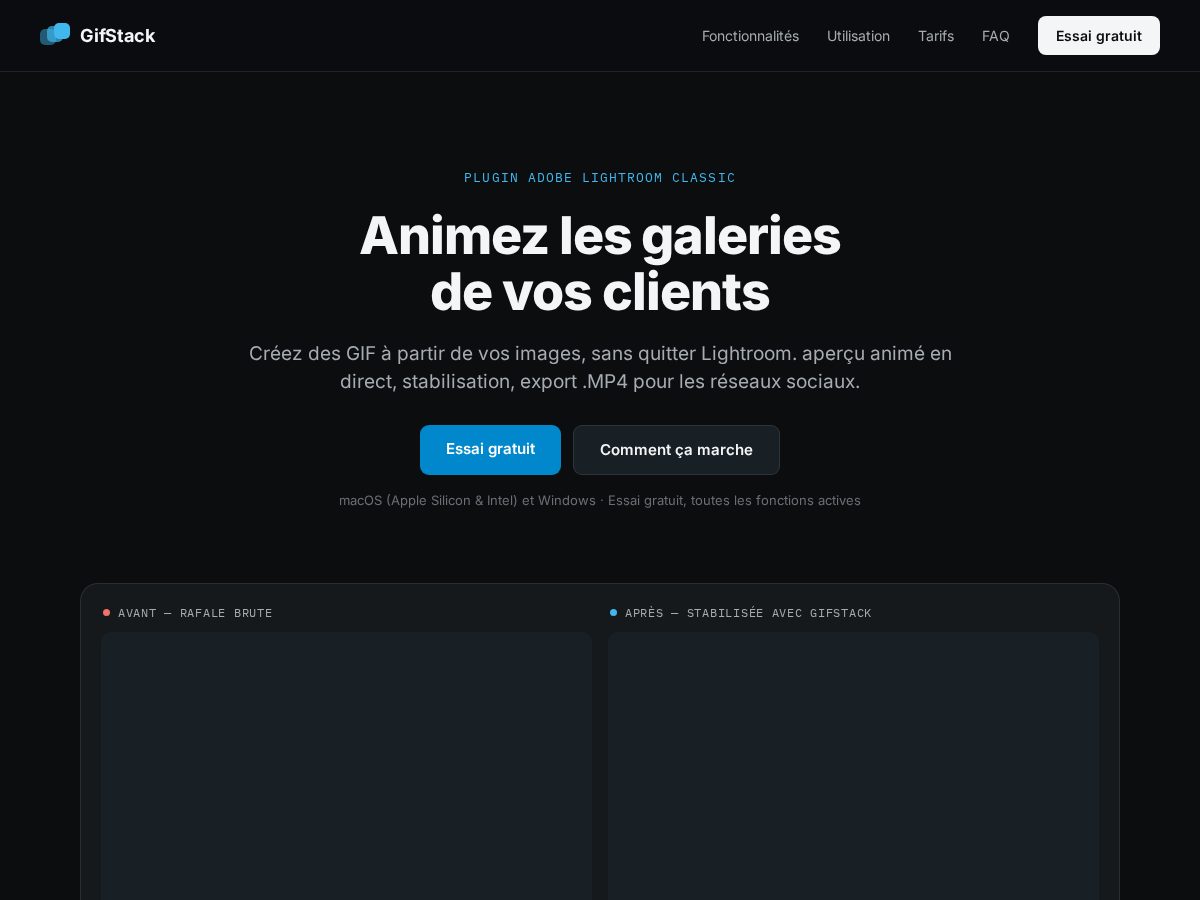 Landing-page snapshot of gifstack.app