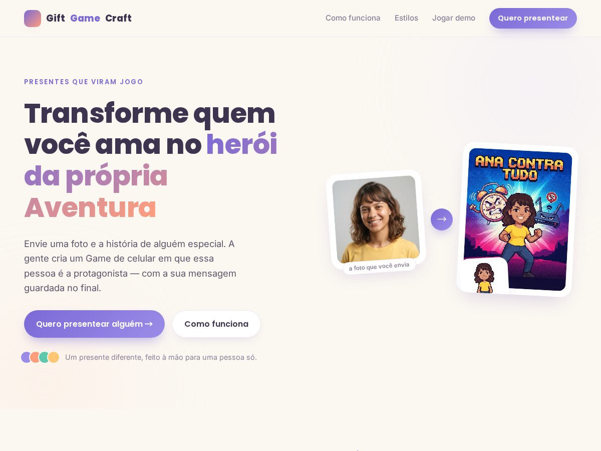 Landing-page snapshot of giftgamecraft.tech