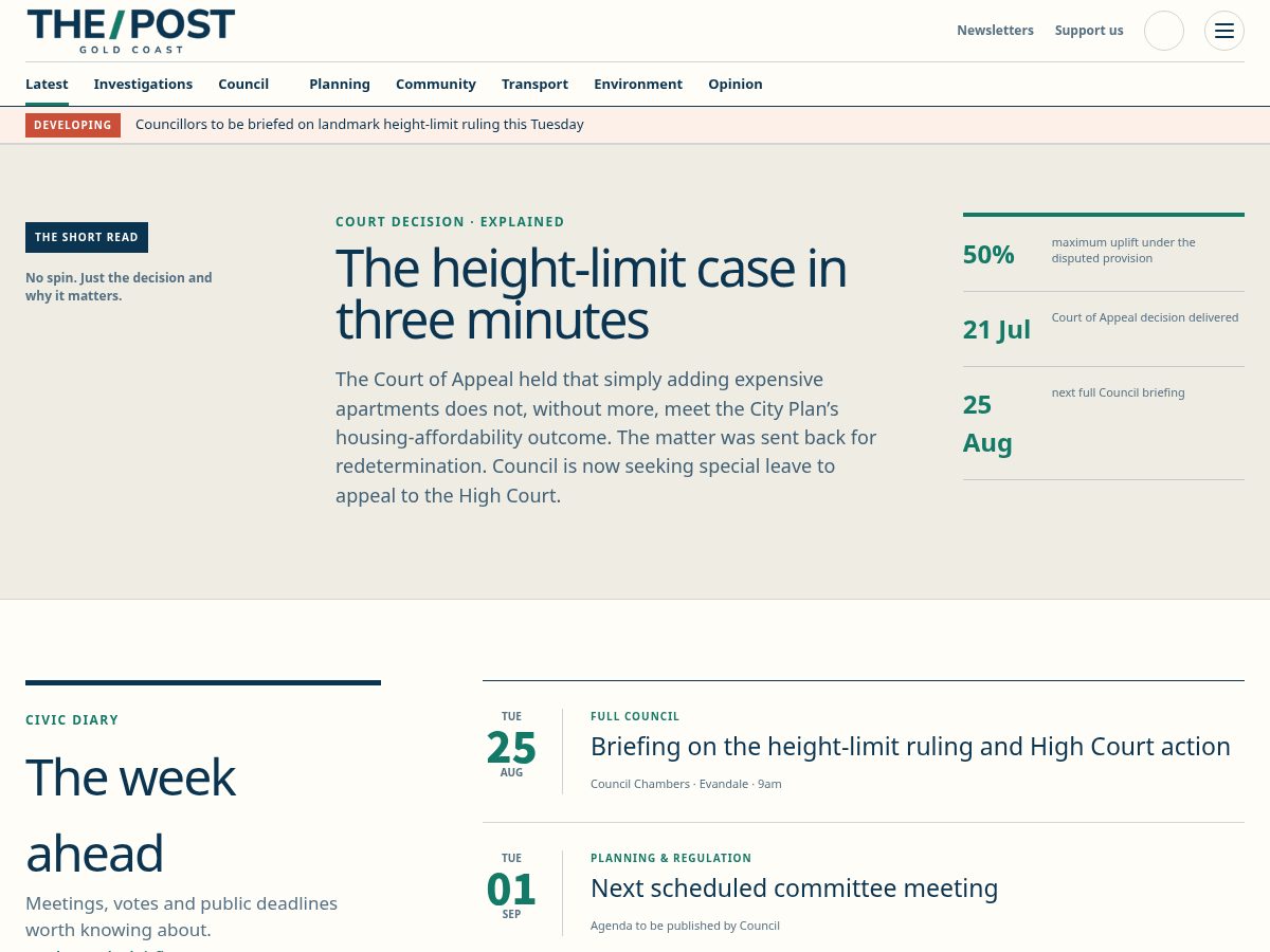 Landing-page snapshot of goldcoastpost.org