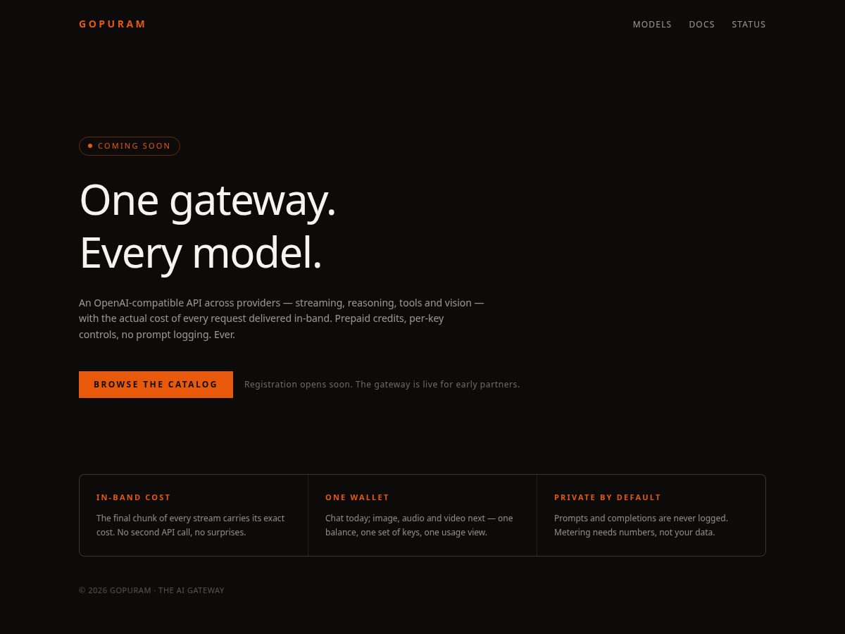 Landing-page snapshot of gopuram.net