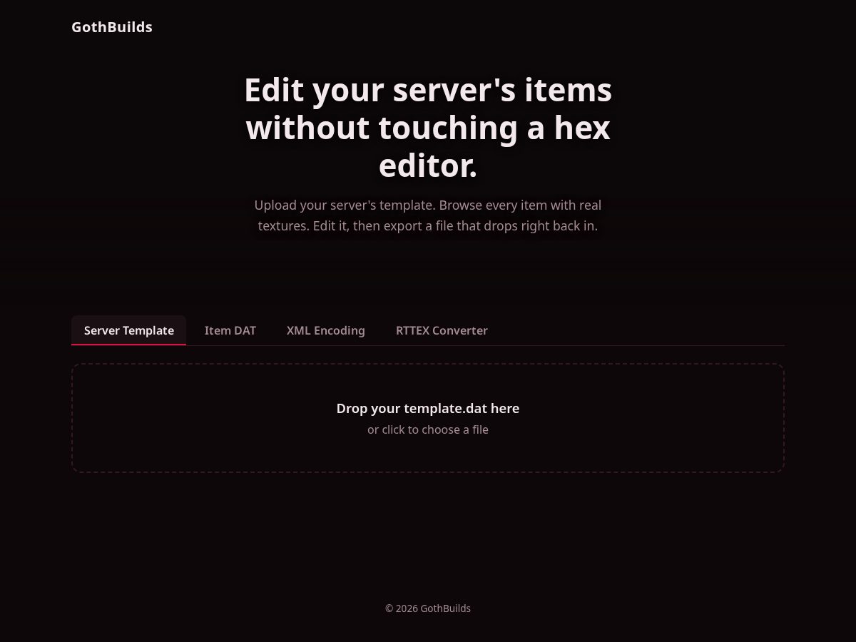 Landing-page snapshot of gothbuilds.com