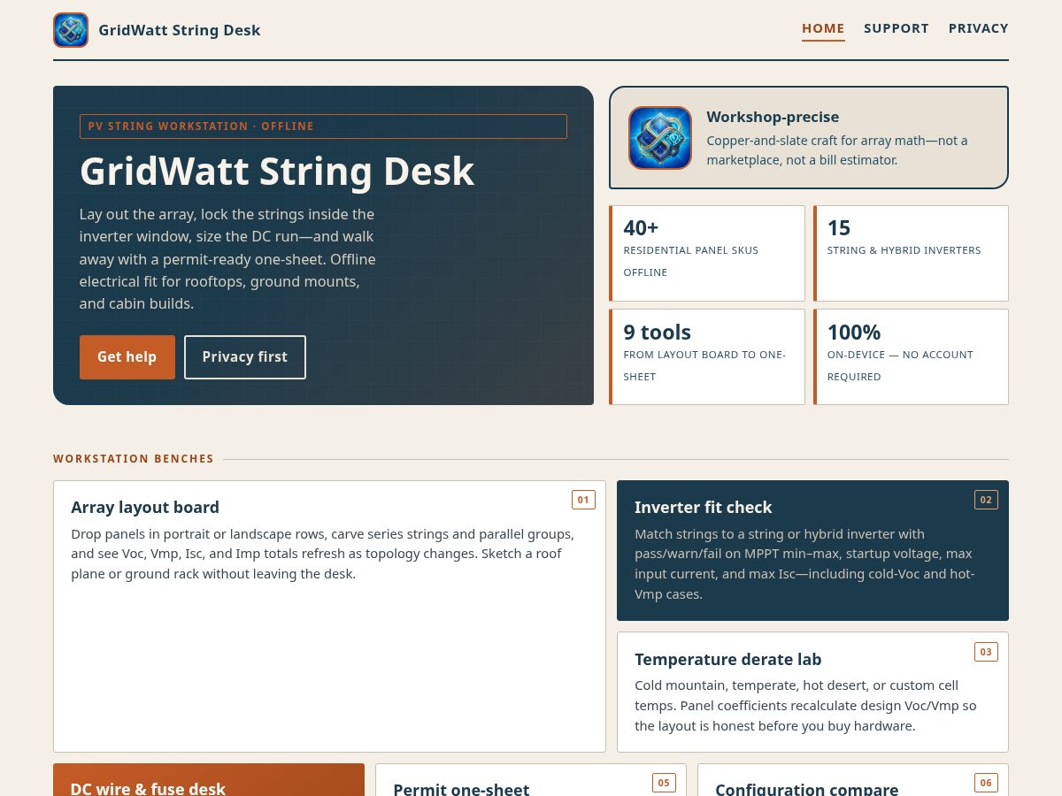 Landing-page snapshot of gridwattstringdesk.xyz
