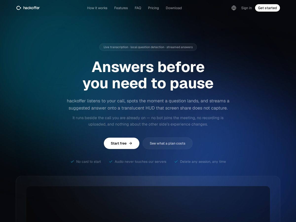 Landing-page snapshot of hackoffer.com