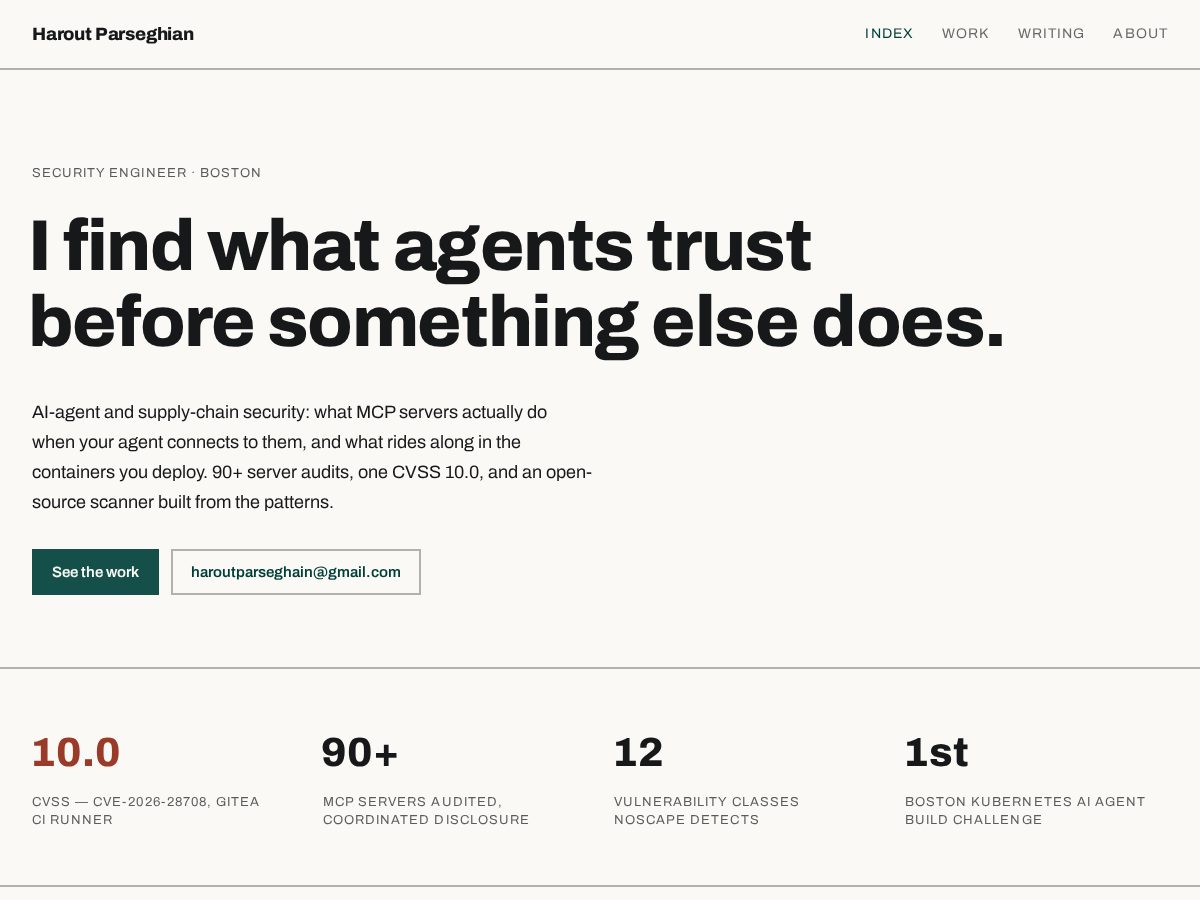 Landing-page snapshot of haroutparseghian.com
