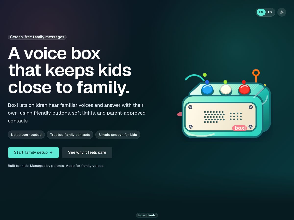 Landing-page snapshot of helloboxi.com