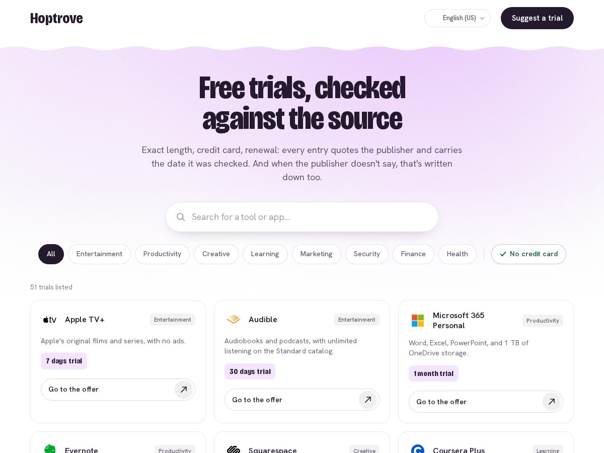 Landing-page snapshot of hoptrove.com