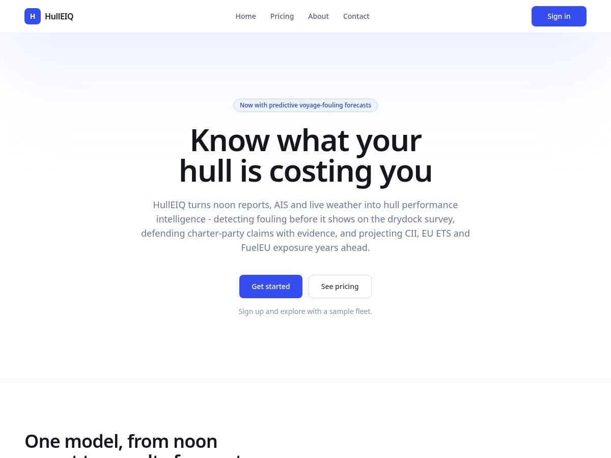 Landing-page snapshot of hulleiq.com