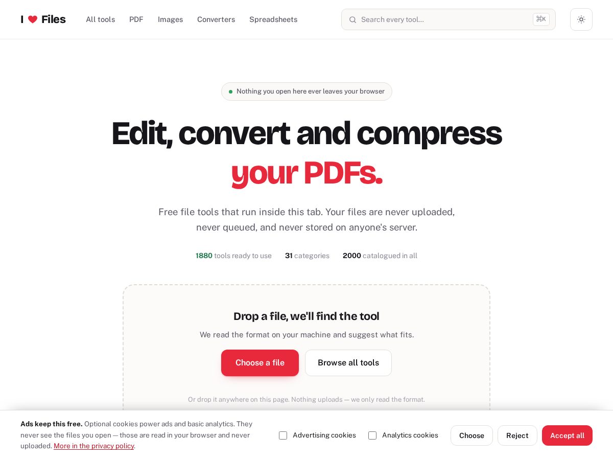 Landing-page snapshot of ilovefiles.app
