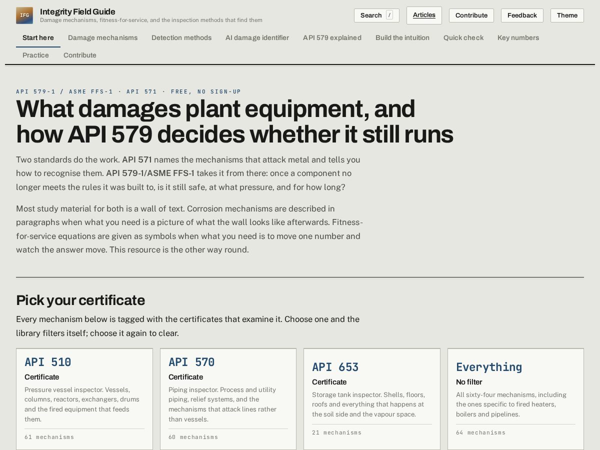 Landing-page snapshot of integrityfieldguide.com