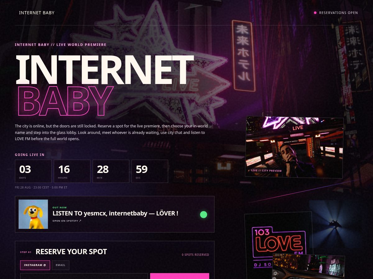 Landing-page snapshot of internetbaby.world