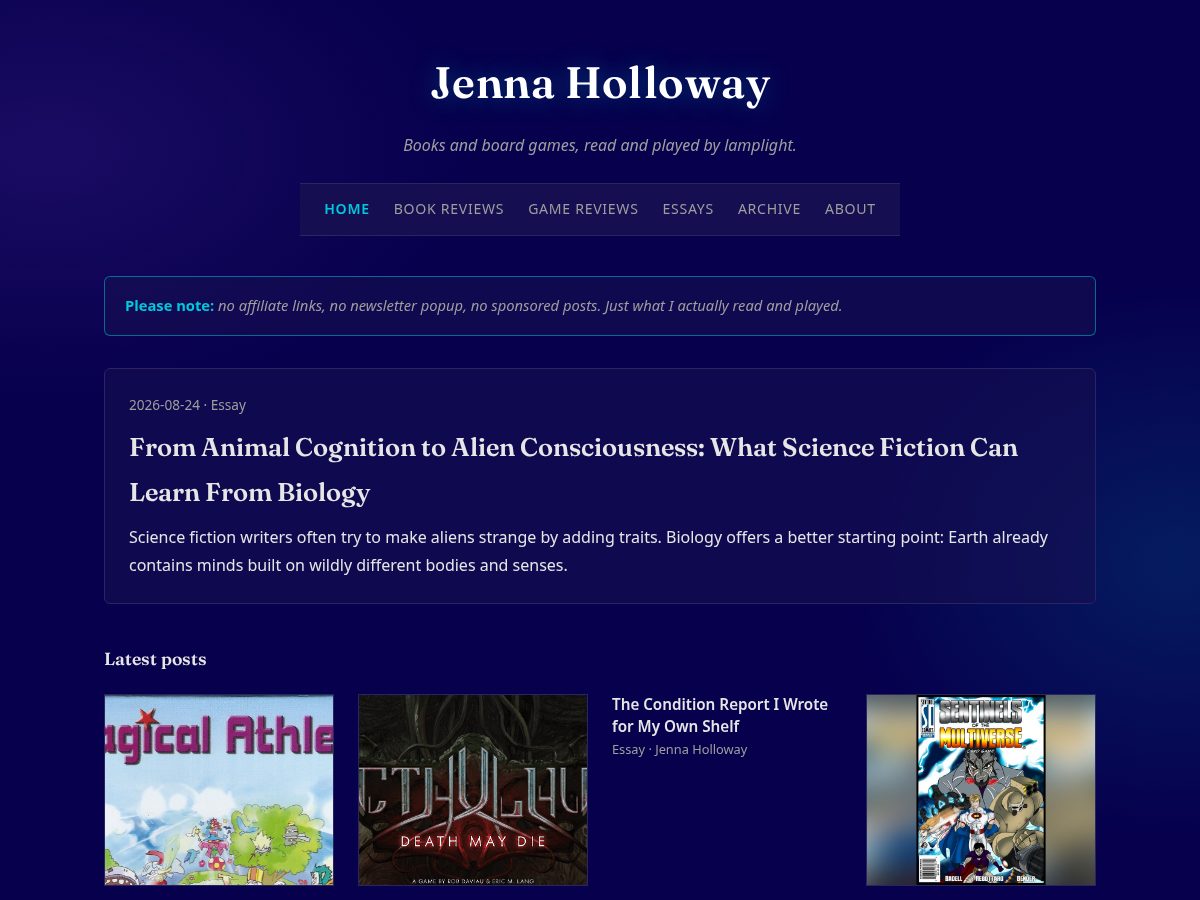 Landing-page snapshot of jennaholloway.net