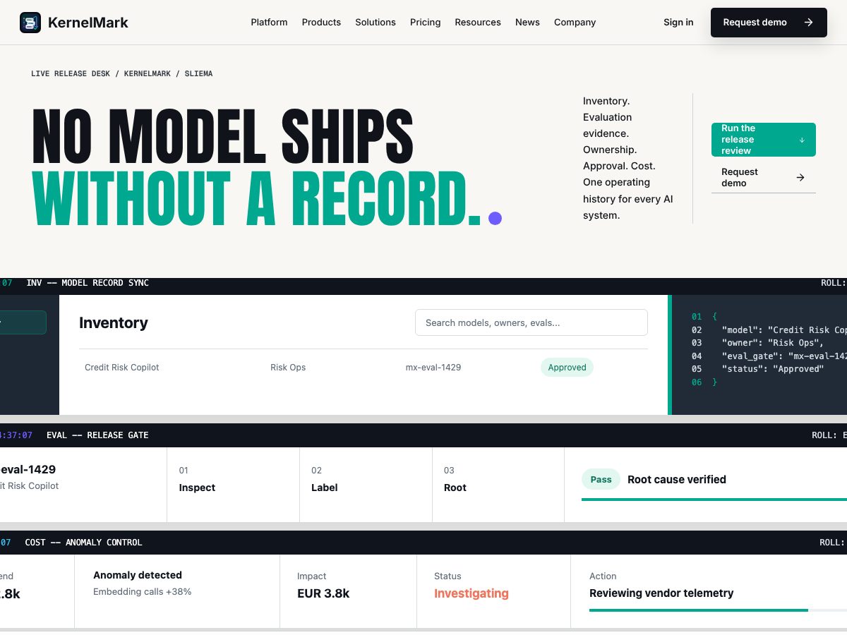 Landing-page snapshot of kernelmark.com