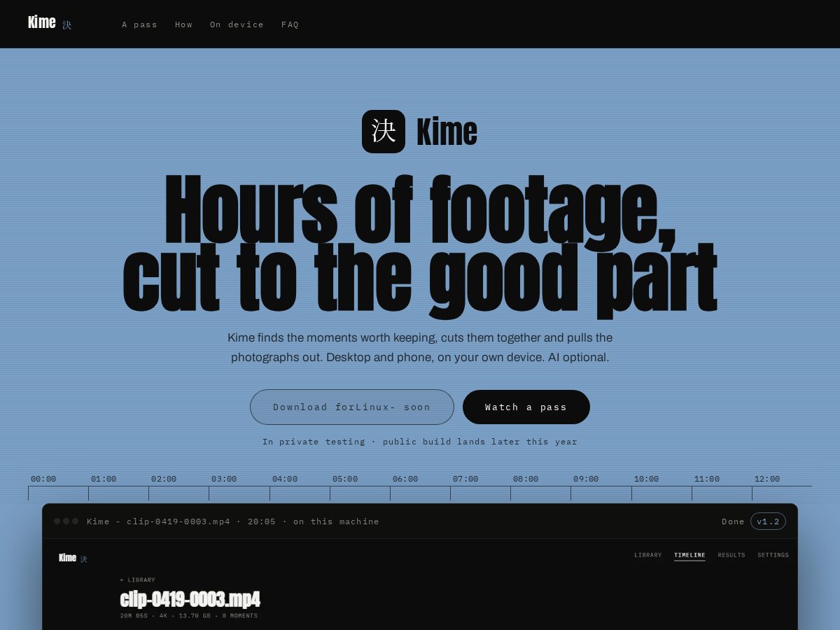 Landing-page snapshot of kime.video