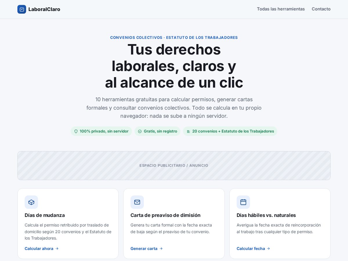 Landing-page snapshot of laboralclaro.com
