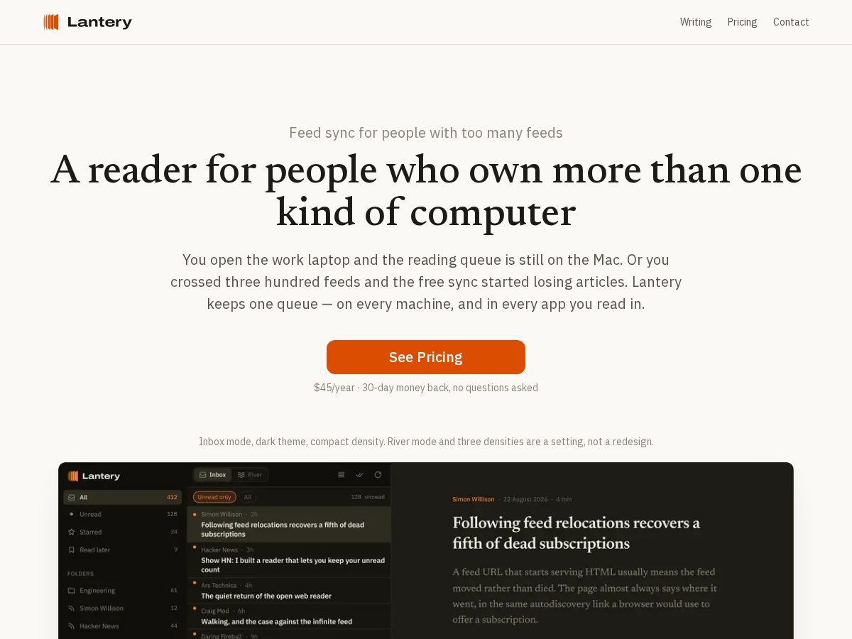 Landing-page snapshot of lantery.app