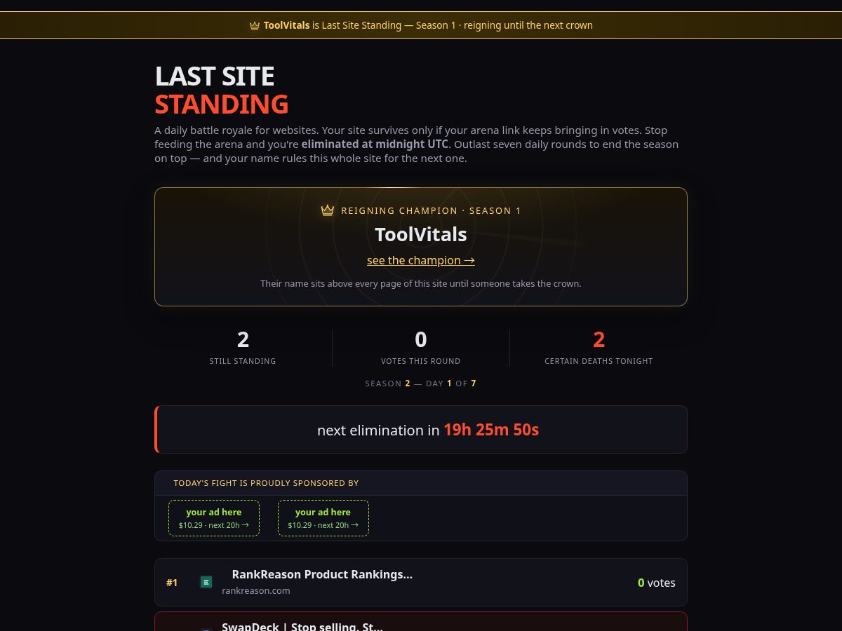 Landing-page snapshot of lastsitestanding.lol