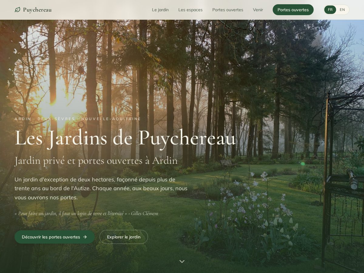 Landing-page snapshot of lesjardinsdepuychereau.com