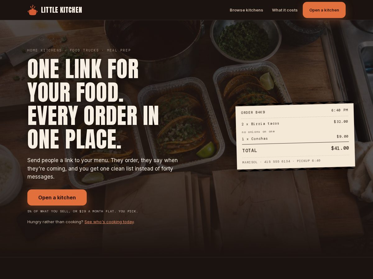 Landing-page snapshot of littlekitchen.app