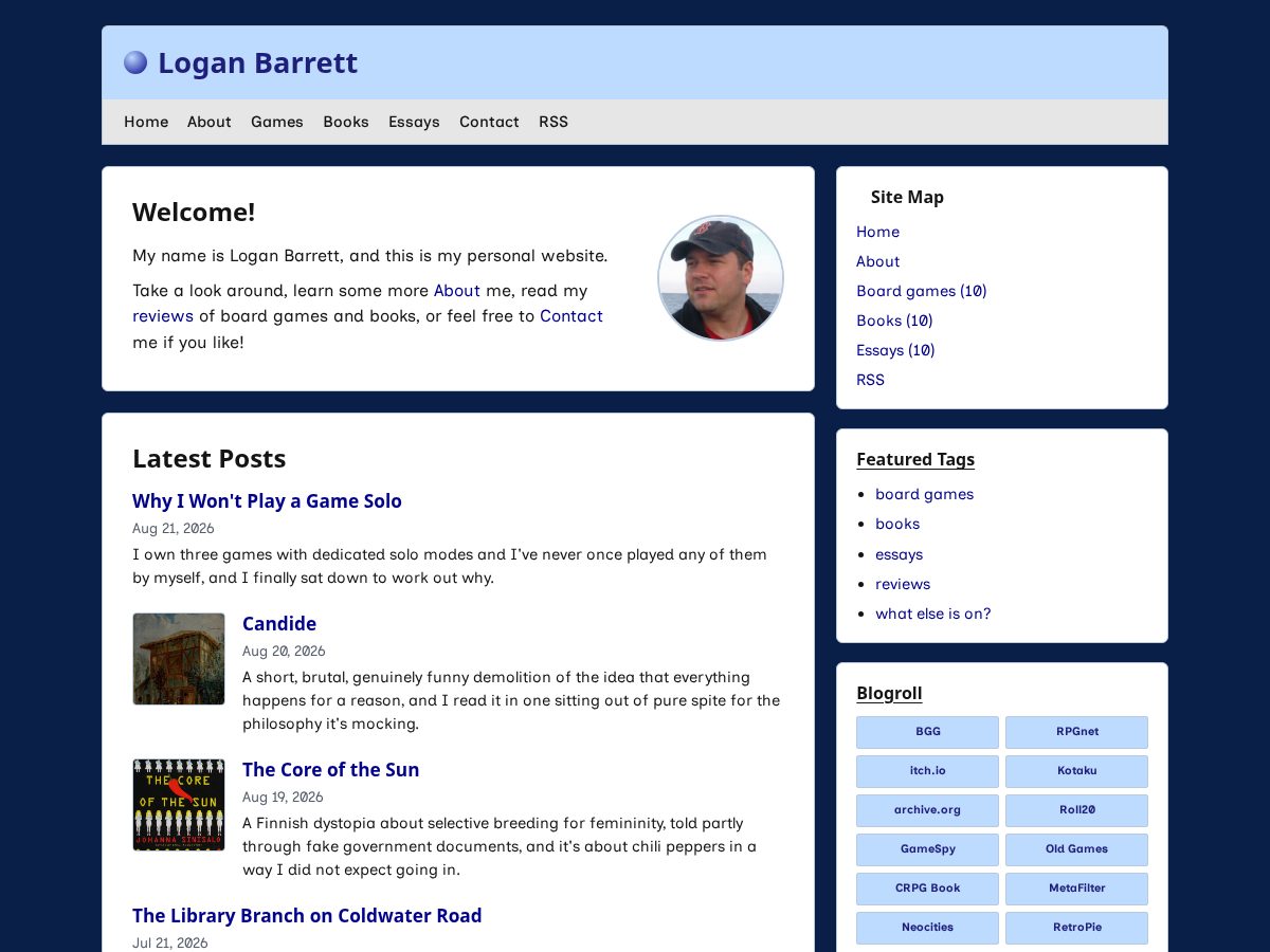 Landing-page snapshot of loganbarrett.net