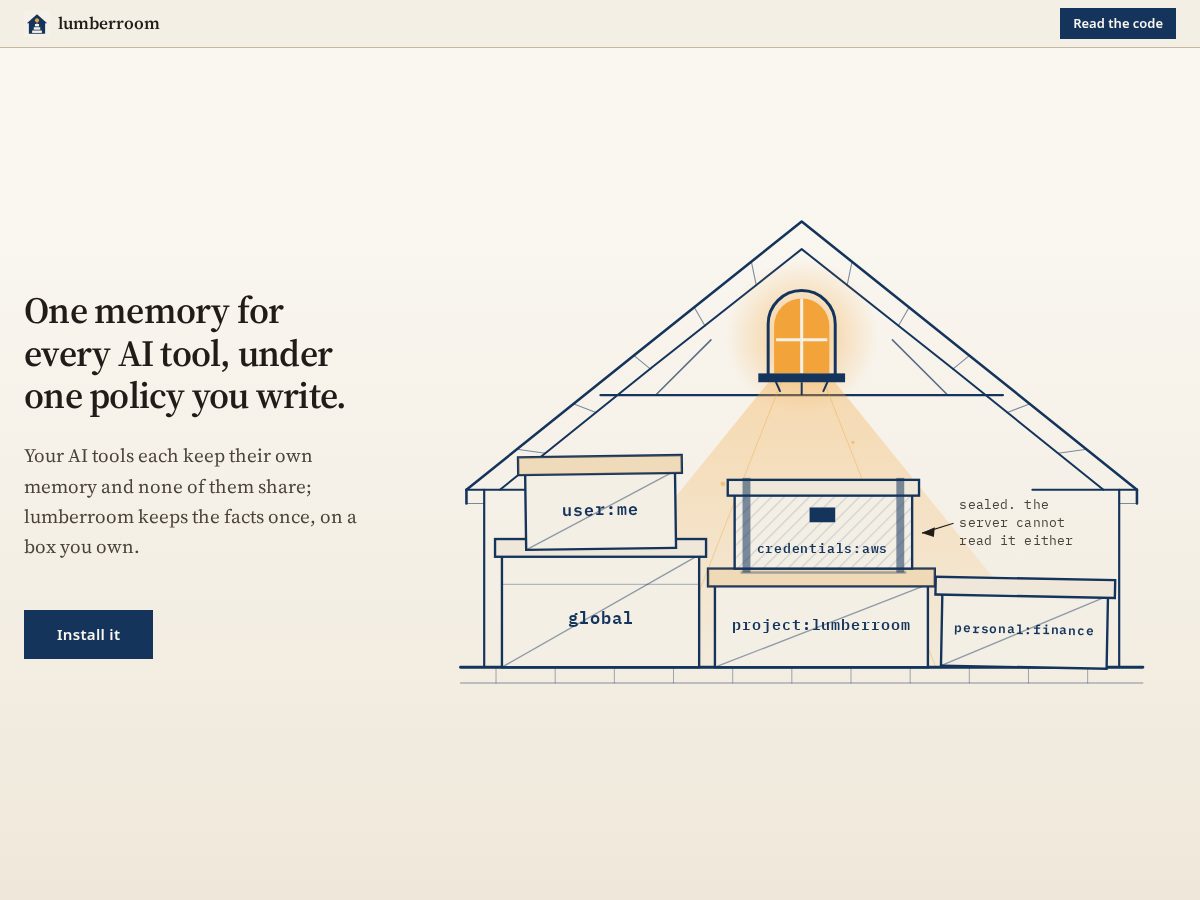 Landing-page snapshot of lumberroom.cloud