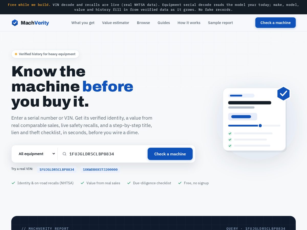 Landing-page snapshot of machverity.org