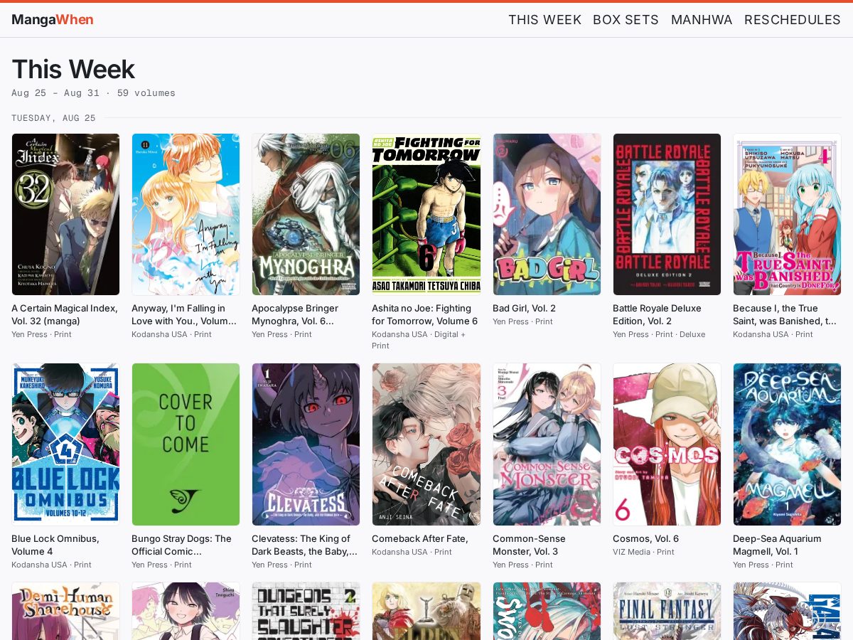 Landing-page snapshot of mangawhen.com