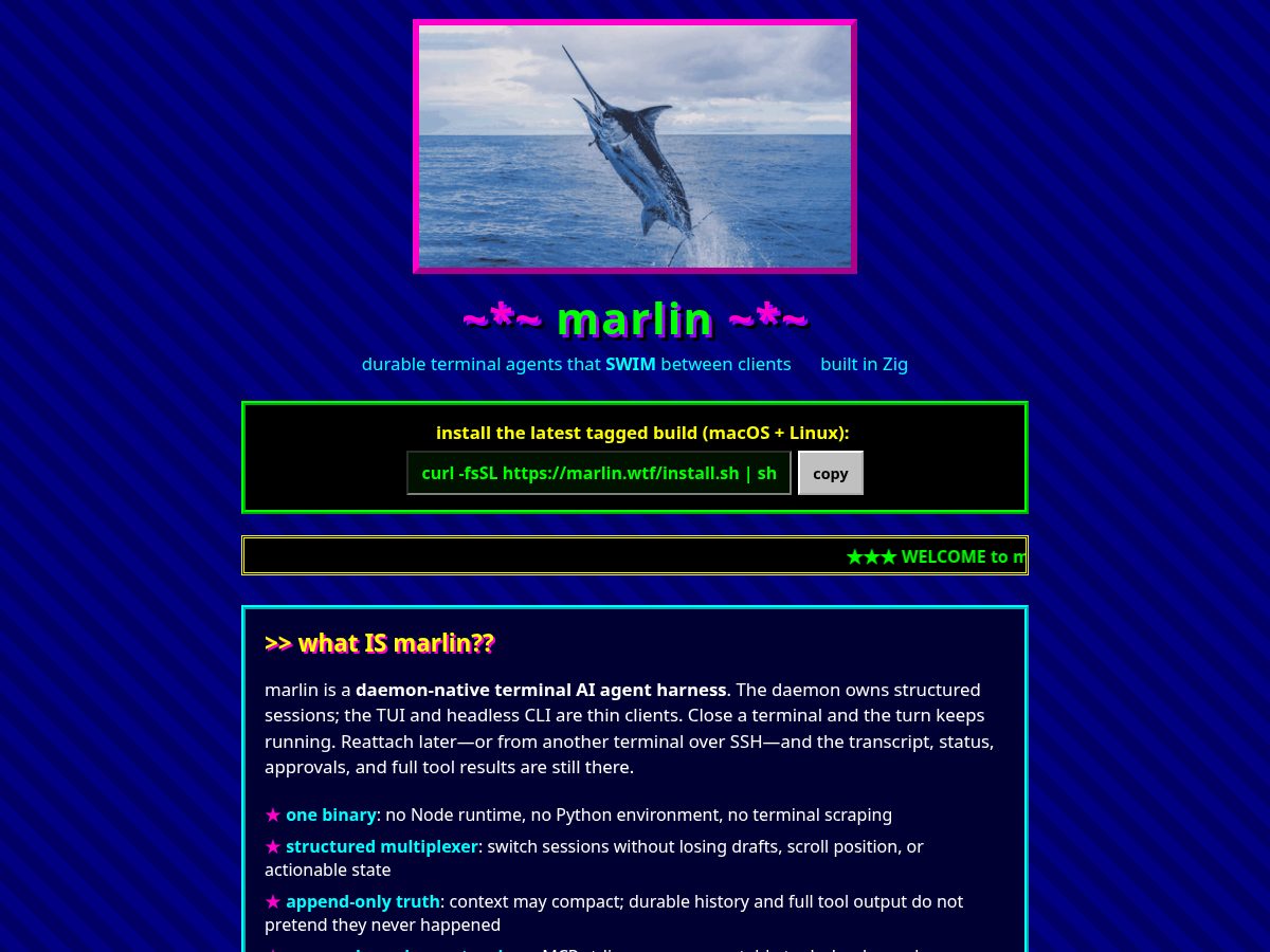 Landing-page snapshot of marlin.wtf