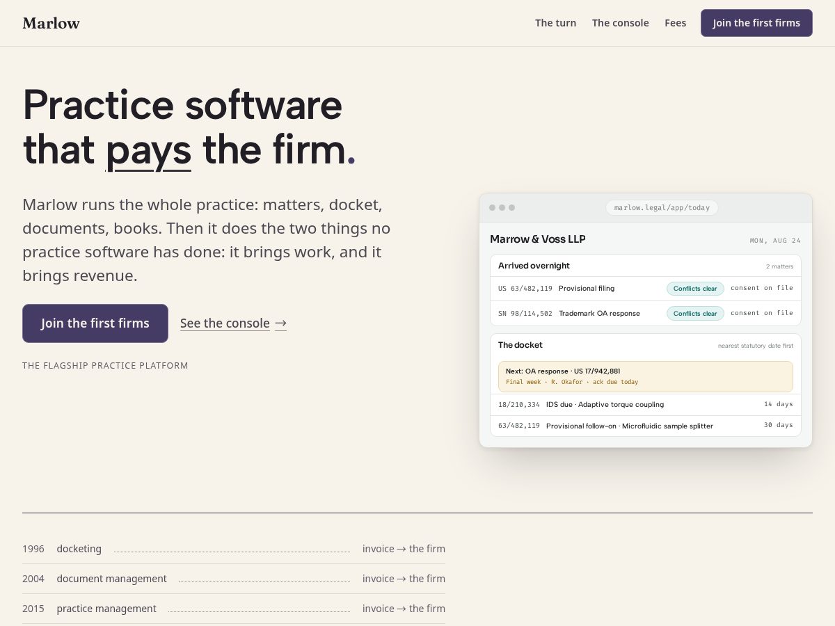 Landing-page snapshot of marlowe.legal