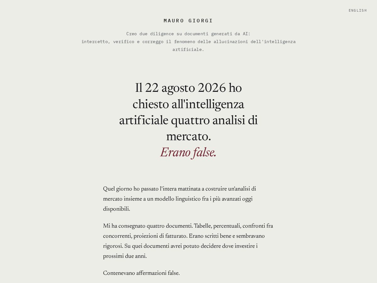Landing-page snapshot of maurogiorgi.com